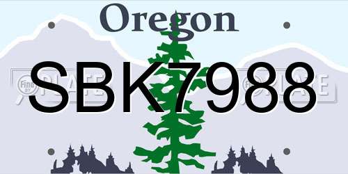SBK7988 Oregon License Plate