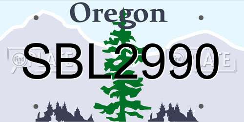 SBL2990 Oregon License Plate