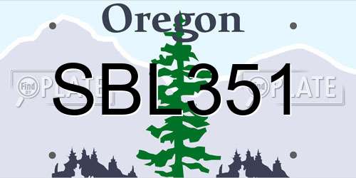 SBL351 Oregon License Plate