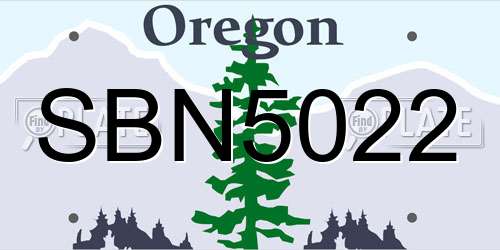 SBN5022 Oregon License Plate