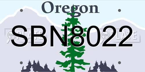 SBN8022 Oregon License Plate