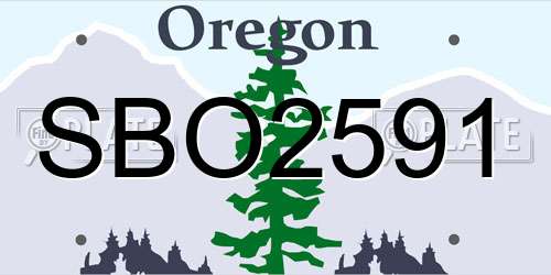 SBO2591 Oregon License Plate