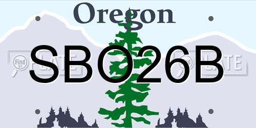 SBO26B Oregon License Plate