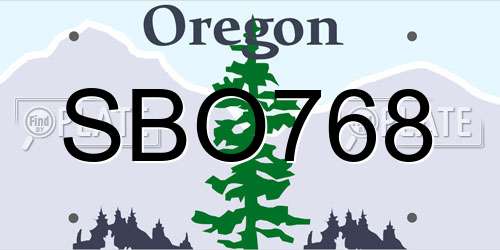 SBO768 Oregon License Plate