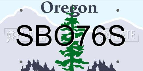 SBO76S Oregon License Plate