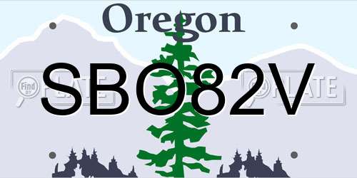 SBO82V Oregon License Plate