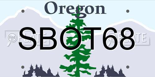 SBOT68 Oregon License Plate