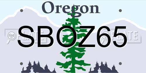 SBOZ65 Oregon License Plate