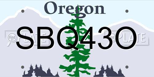 SBQ43O Oregon License Plate