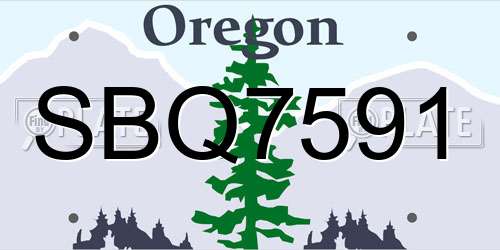 SBQ7591 Oregon License Plate