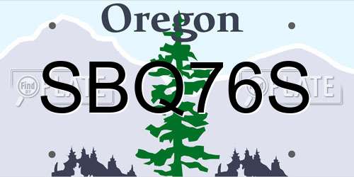 SBQ76S Oregon License Plate