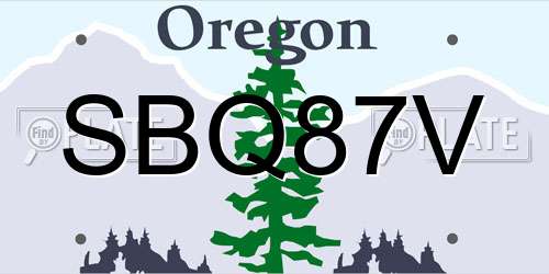 SBQ87V Oregon License Plate