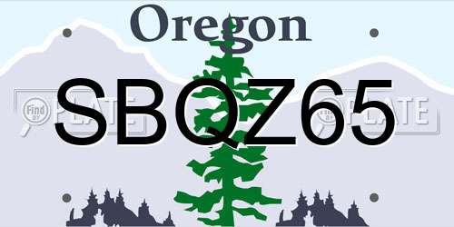 SBQZ65 Oregon License Plate