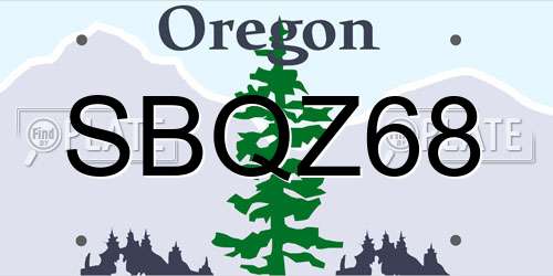 SBQZ68 Oregon License Plate