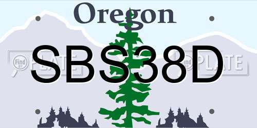 SBS38D Oregon License Plate