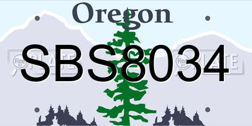 SBS8034 Oregon License Plate