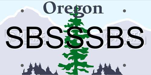 SBSSSBS Oregon License Plate