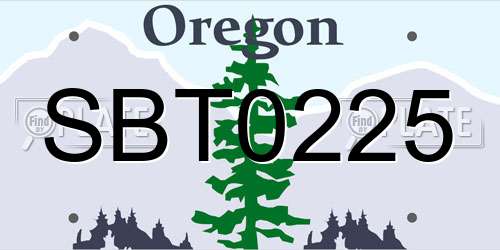 SBT0225 Oregon License Plate