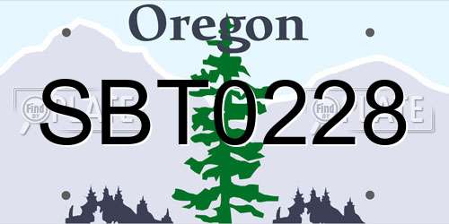SBT0228 Oregon License Plate