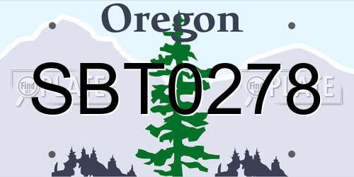 SBT0278 Oregon License Plate