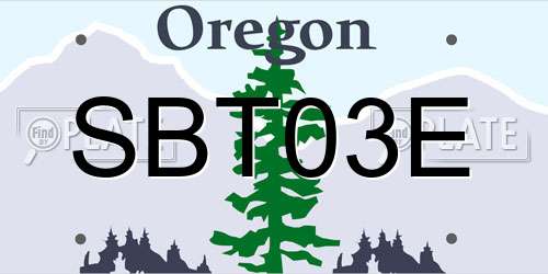 SBT03E Oregon License Plate