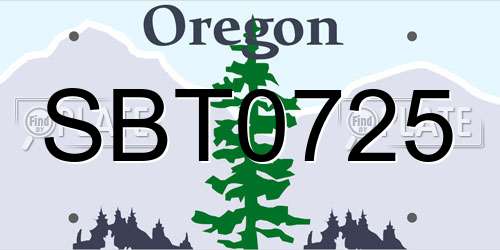 SBT0725 Oregon License Plate