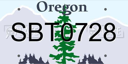 SBT0728 Oregon License Plate