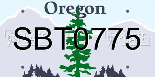 SBT0775 Oregon License Plate