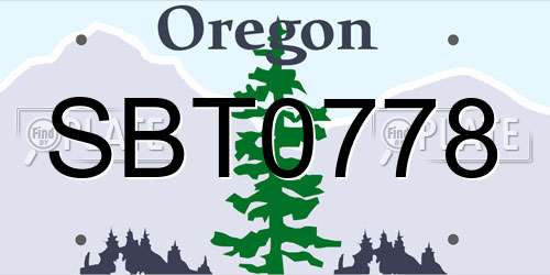 SBT0778 Oregon License Plate