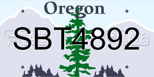 SBT4892 Oregon License Plate
