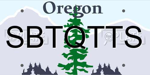SBTQTTS Oregon License Plate