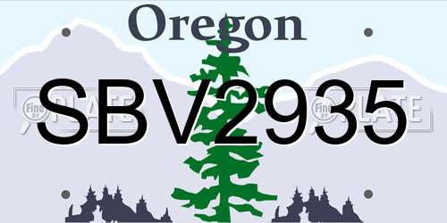 SBV2935 Oregon License Plate