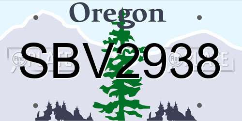 SBV2938 Oregon License Plate