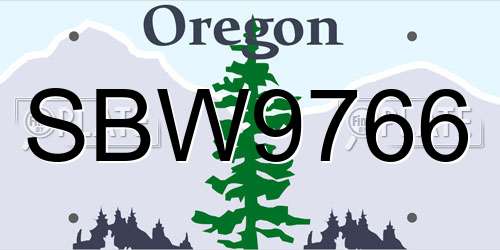 SBW9766 Oregon License Plate