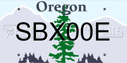 SBX00E Oregon License Plate