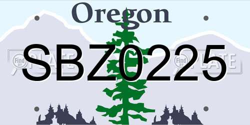 SBZ0225 Oregon License Plate