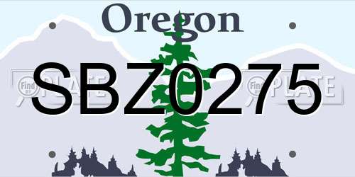 SBZ0275 Oregon License Plate