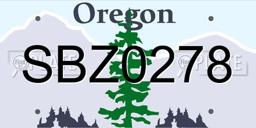 SBZ0278 Oregon License Plate