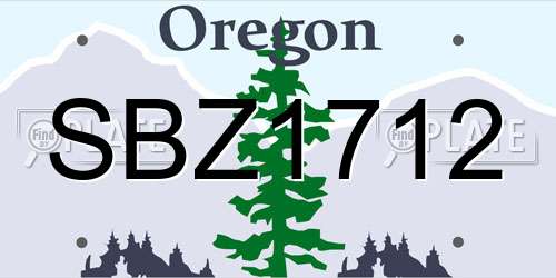 SBZ1712 Oregon License Plate