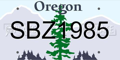 SBZ1985 Oregon License Plate