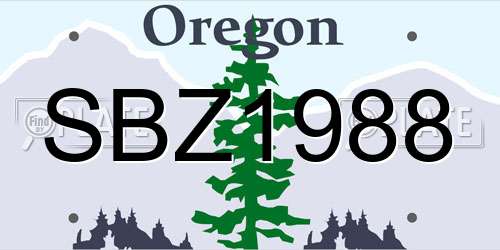 SBZ1988 Oregon License Plate