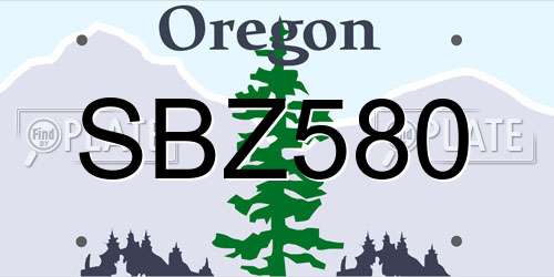 SBZ580 Oregon License Plate