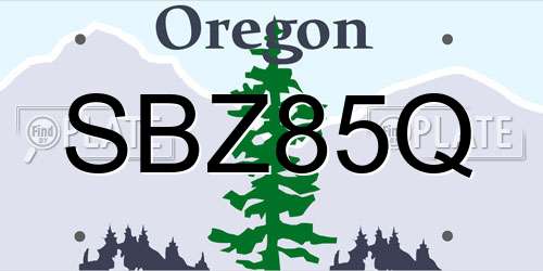 SBZ85Q Oregon License Plate