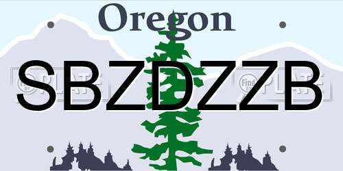 SBZDZZB Oregon License Plate
