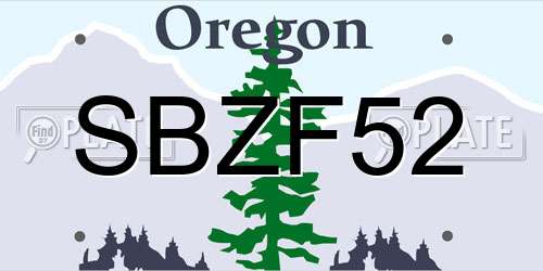 SBZF52 Oregon License Plate