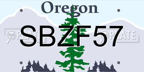 SBZF57 Oregon License Plate