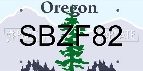 SBZF82 Oregon License Plate
