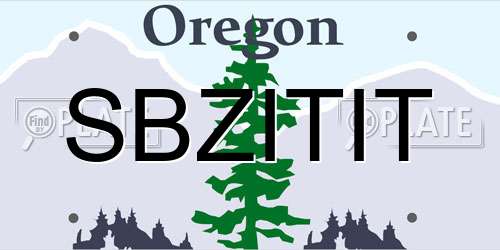 SBZITIT Oregon License Plate