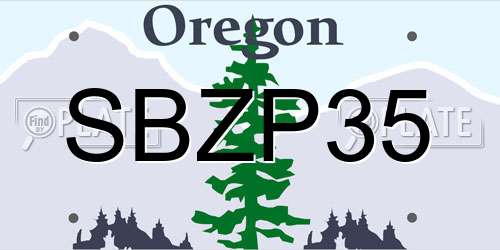 SBZP35 Oregon License Plate