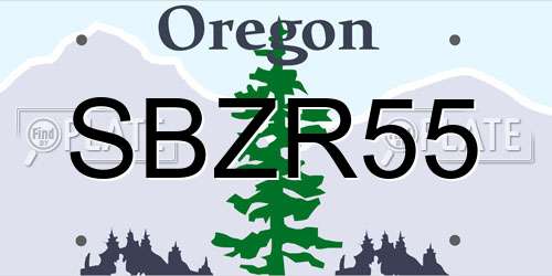 SBZR55 Oregon License Plate